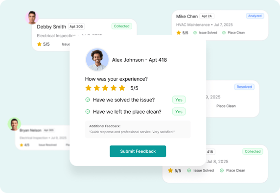 SAM closes the loop after each job with built-in feedback collection, helping you stay ahead of complaints and build trust at scale.